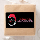 Étiquette Red Black Christmas Holiday Party Return Adresse (En situation)