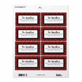 Étiquette Red Black Plaid Christmas Adresse de retour (Feuille entière)