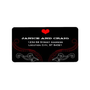 Étiquette Red & Black Rock 'n' Roll Music Mariage à thème