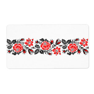 Étiquette Red & Black Rose cross-stitch Russian Pattern