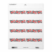 Étiquette Red & Black Rose cross-stitch Russian Pattern (Feuille entière)