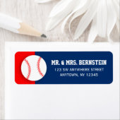 Étiquette Red Blue Baseball Adresse de retour (En situation)