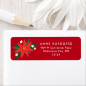 Étiquette Red Bold Poinsettia Christmas Holiday Mail (En situation)