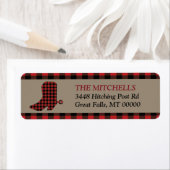 Étiquette Red Buffalo Plaid Border Cowboy Boot (En situation)