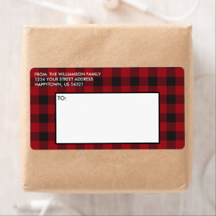 Étiquette Red Buffalo Plaid Holiday Adresse postale