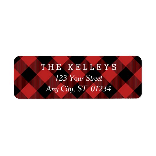 Étiquette Red Buffalo Plaid II Adresse de retour (Devant)