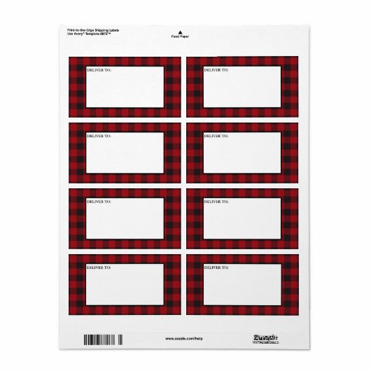 Étiquette Red Buffalo Plaid Mailing (Feuille entière)