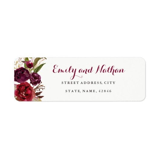 Étiquette Red Burgundy Floral Fall Return Adresse Label (Devant)