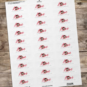 Étiquette Red Calligraphy Script Photo Love