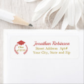 Étiquette Red Cap and Laurel Graduation (En situation)