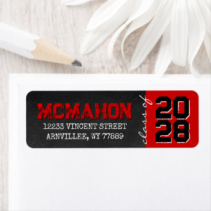 Étiquette Red Chalkboard Graduation Return Adresse