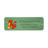 Étiquette Red Chinese Dragon on Green Return Address (Devant)