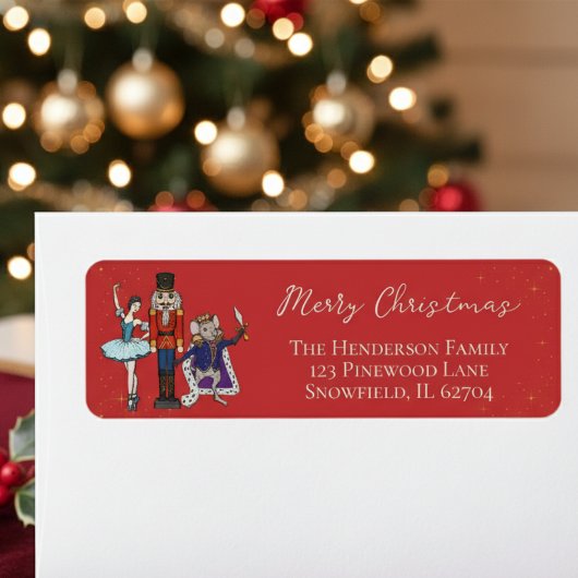 Étiquette Red Christmas Nutcracker Ballet Return Address