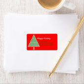 Étiquette Red Christmas Tree Christmas Retour Adresse Label (En situation)