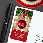 Étiquette Red Christmas Tree Orament Adresse de retour<br><div class="desc">Les étiquettes d'adresse de retour personnalisées présentent un magnifique ornement d'arbre de Noël rouge. Cartes de voeux CORRESPONDANTES et bien plus encore dans notre collection.</div>