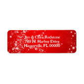 Étiquette Red Christmas Twinkling Stars Adresse de retour (Devant)