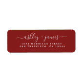 Étiquette Red Elegant Script Wedding Return Address (Devant)