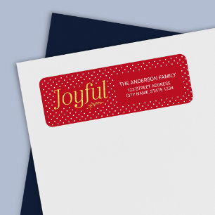 Étiquette Red et Faux Gold Joyful Adresse de vacances