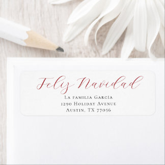 Étiquette Red Feliz Navidad Mail Return Address Label