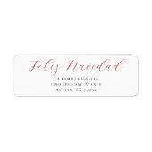 Étiquette Red Feliz Navidad Mail Return Address Label (Devant)