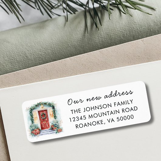 Étiquette Red Front Door Holiday Déménagement Adresse de ret