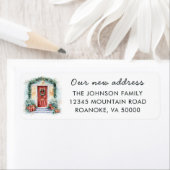 Étiquette Red Front Door Holiday Déménagement Adresse de ret (En situation)