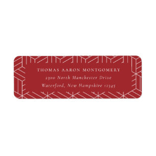 Étiquette Red Geometric Pattern Address
