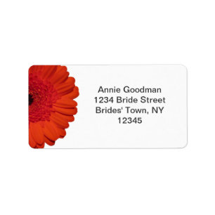 Étiquette Red Gerber Daisy Wedding RSVP Adresse de retour La