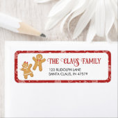 Étiquette Red Gingerbread Cookie Holiday Adresse Retourner (En situation)