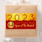 Étiquette Red Gold Chinese Rabbit coupé en papier 2023 RL (En situation)