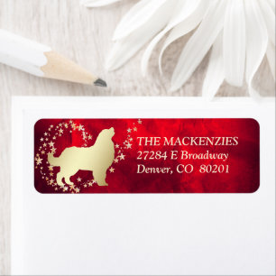 Étiquette Red Gold Star Swirl Bernese Mountain Dog