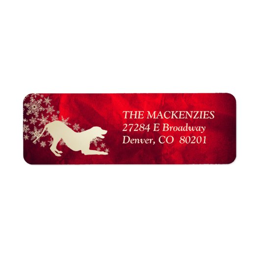 Étiquette Red Gold Winter Dalmatie Adresse de retour (Devant)