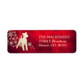 Étiquette Red Gold Winter Fox Terrier Adresse de retour (Devant)