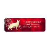 Étiquette Red Gold Winter German Shepherd Adresse de retour (Devant)