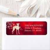 Étiquette Red Gold Winter Whippet Adresse de retour (En situation)