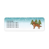 Étiquette Red Golden Retriever Chien Bleu hiver Noël (Devant)