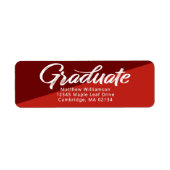 Étiquette Red Graduation Bold Script Simple Modern Address (Devant)