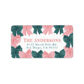 Étiquette Red Green Bow Frame Holiday Adresse de retour (Devant)
