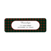 Étiquette Red Green Buffalo Plaid Holiday Adresse de retour (Devant)