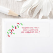 Étiquette Red Green Christmas Holiday String Lights Adresse (En situation)