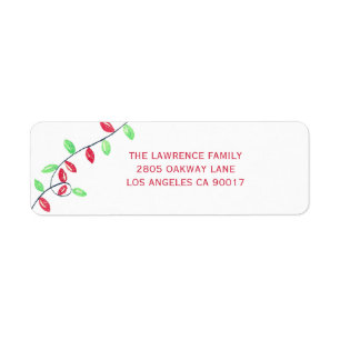Étiquette Red Green Christmas Holiday String Lights Adresse