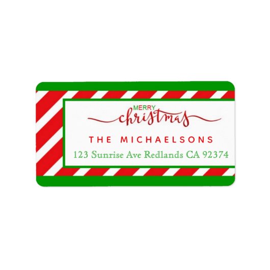 Étiquette Red Green ChristmasReturn Adresse (Devant)