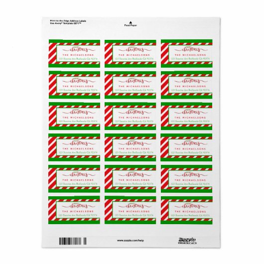 Étiquette Red Green ChristmasReturn Adresse (Feuille entière)