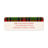 Étiquette Red Green Classic Christmas Plaid Adresse de retou (Devant)