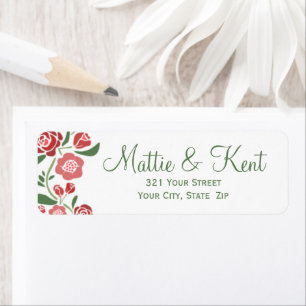 Étiquette Red Green Elegant Wedding Décembre Adresse de reto
