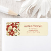 Étiquette Red Green Poinsettias Christmas (En situation)