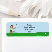 Étiquette Red Hair Femme Golfer Adresse de retour Label (En situation)