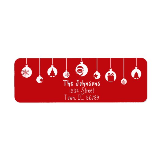 Étiquette Red Hanging Ornament Return Address Label (Devant)