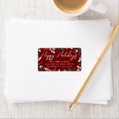 Étiquette Red Happy Holidays Festive Return Adresse Label (En situation)