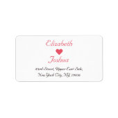 Étiquette Red Heart Couple Bride Groom Adresse de retour (Devant)